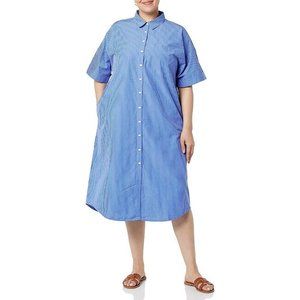 The Drop Women's Marla Drop-Shoulder Short-Sleeve Midi Shirt Dress 3X NWT